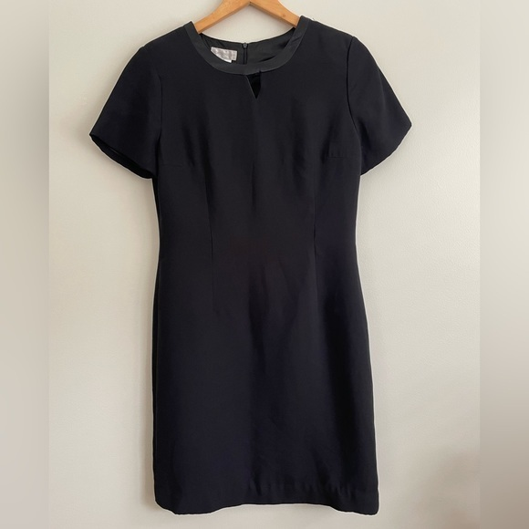 Worthington Pencil Straight Dress Short Sleev Keyhole Neckline Sz 12 Black Lined - Picture 1 of 5
